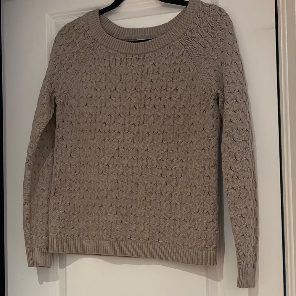 Tan Cable Knit Crew Neck Sweater